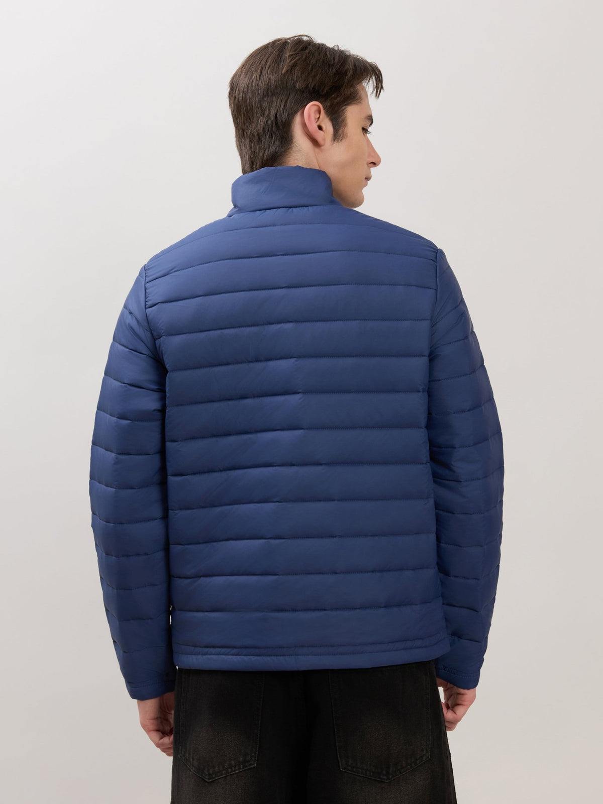 Terra - Regular Zip-Up Puffer Jacket - Navy - Espanshe