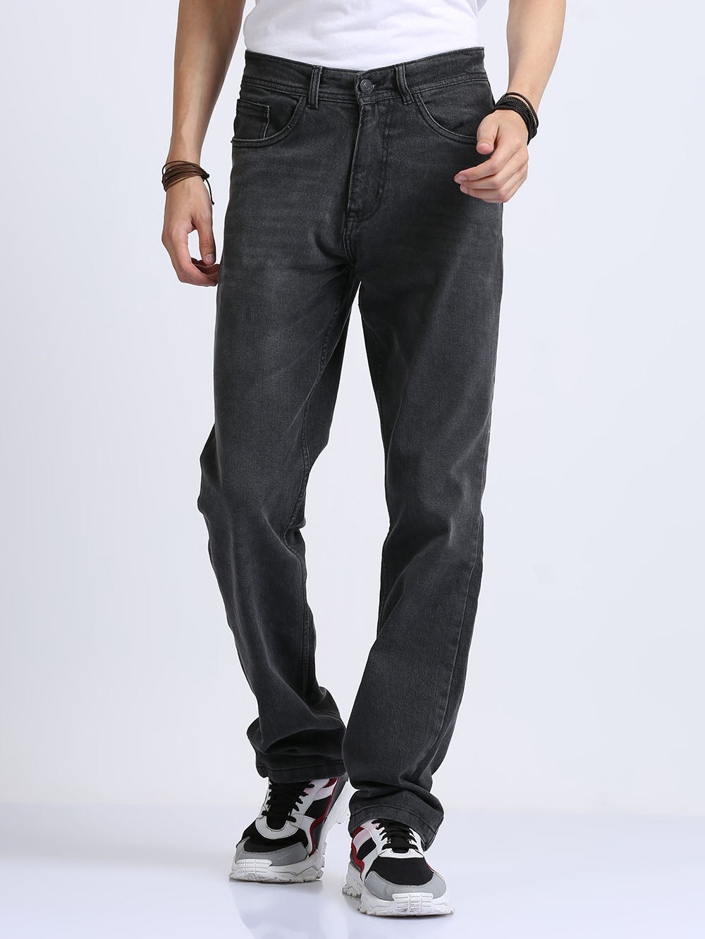 Men's Dark Gray Straight Fit Jeans – Espanshe