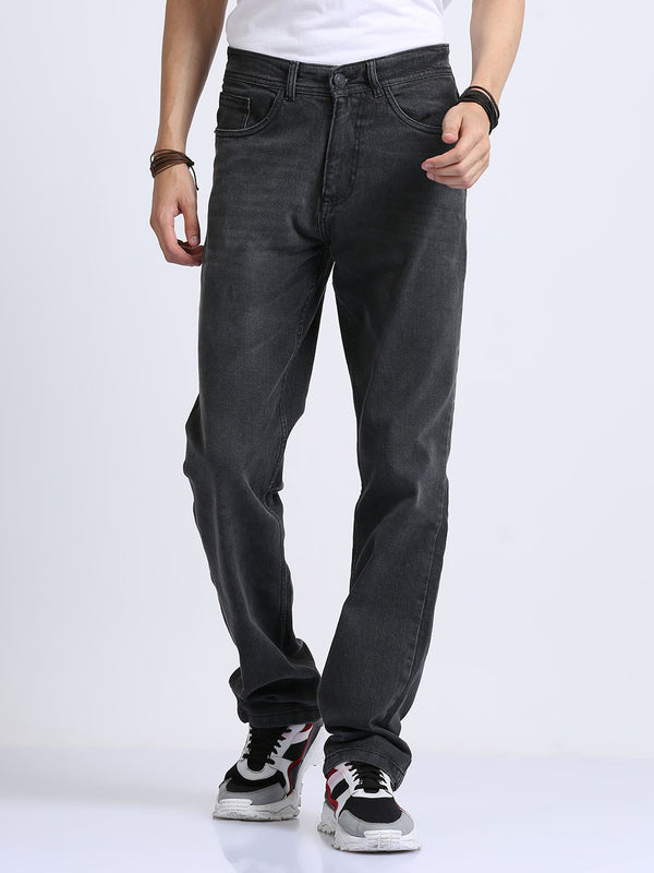 Men's Dark Gray Straight Fit Jeans