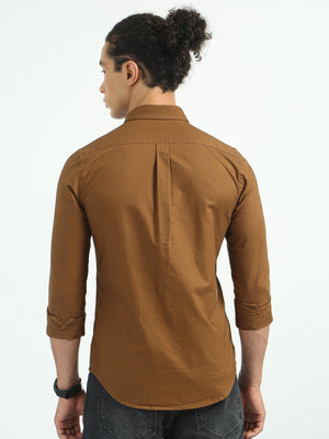 Classy Oxford Full Sleeve Shirt - Brown - Espanshe