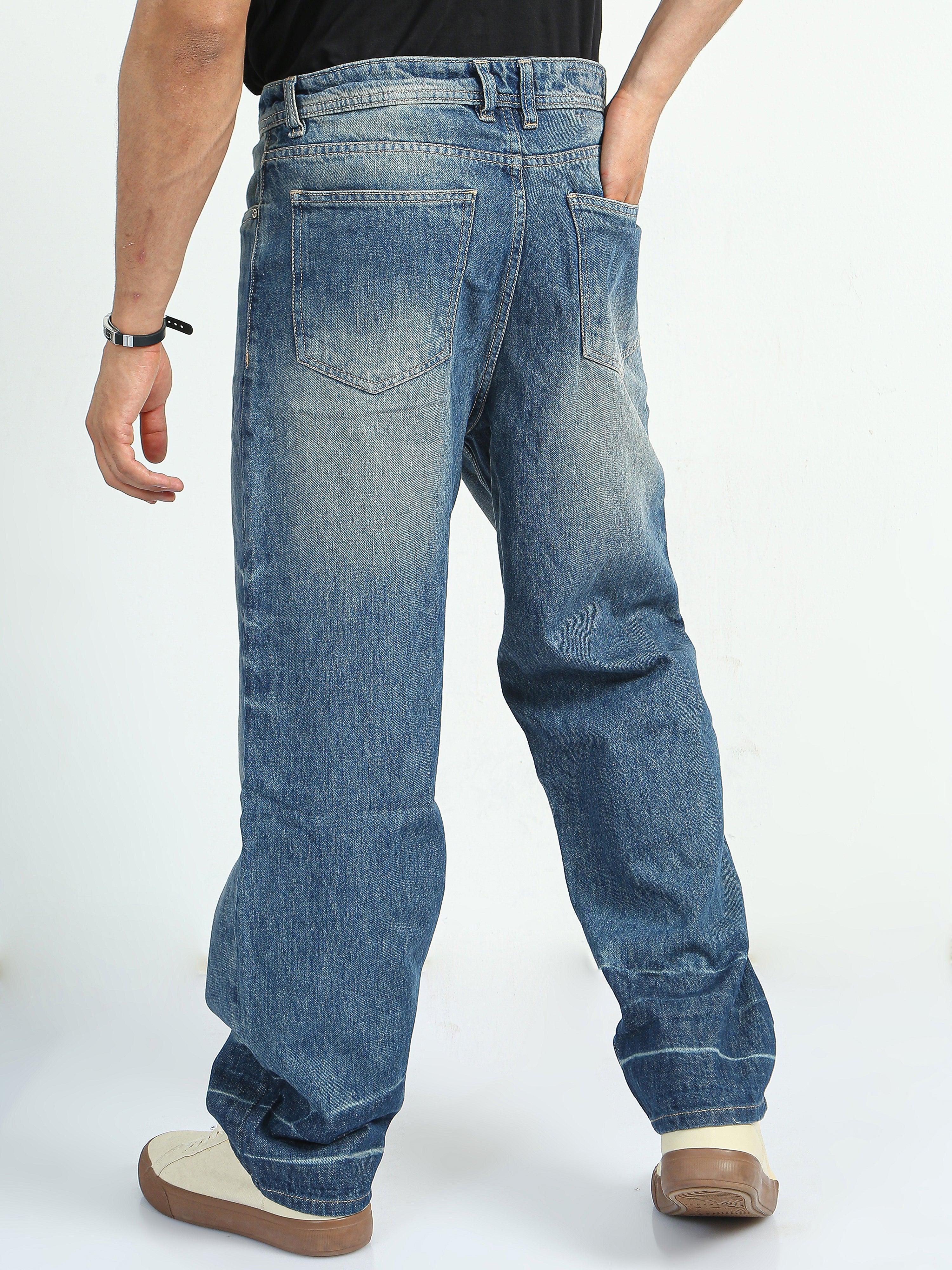 distressed jean with relaxed fit
ripped jeans for men
patched jean for men
