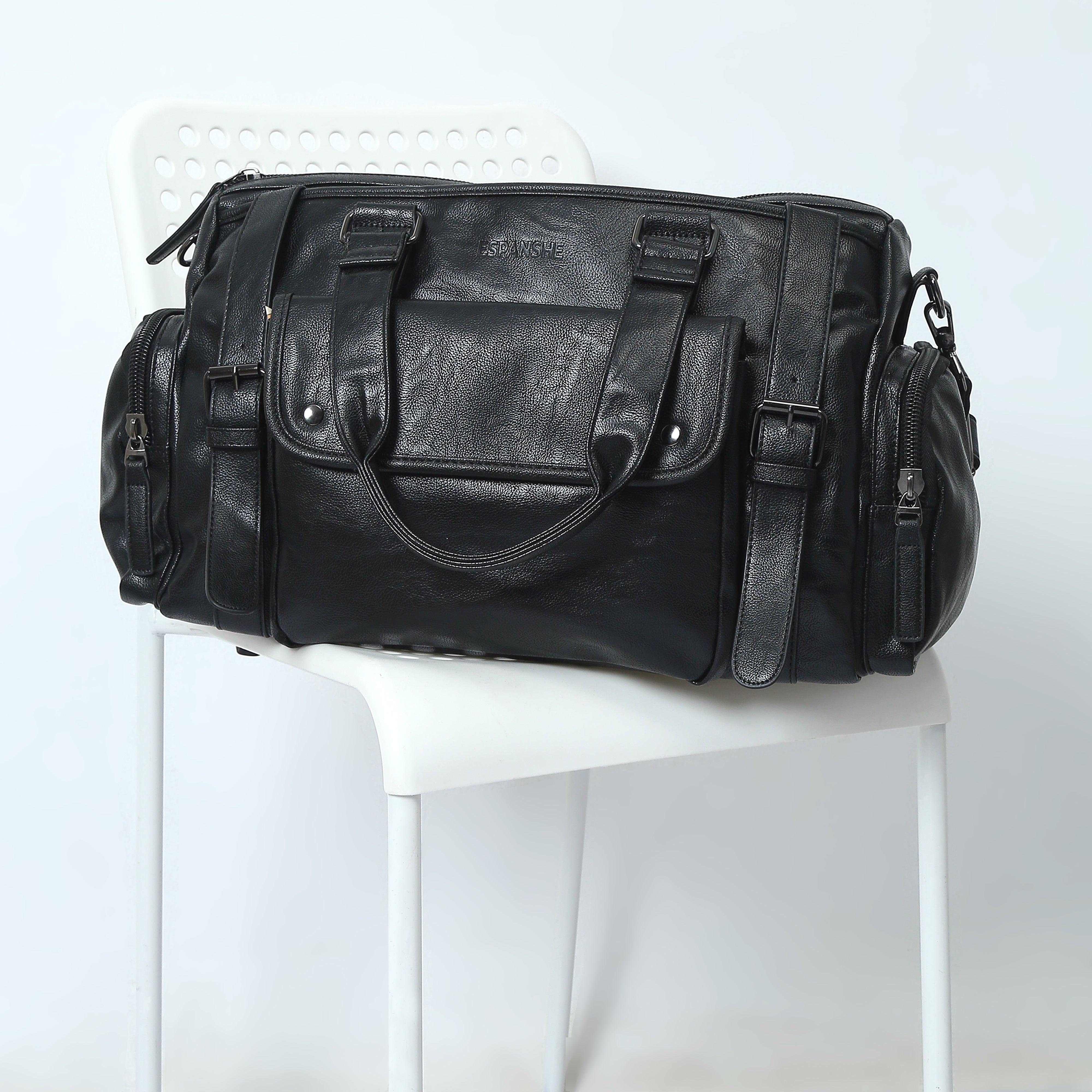 Leather Duffle Bag - Black - Espanshe