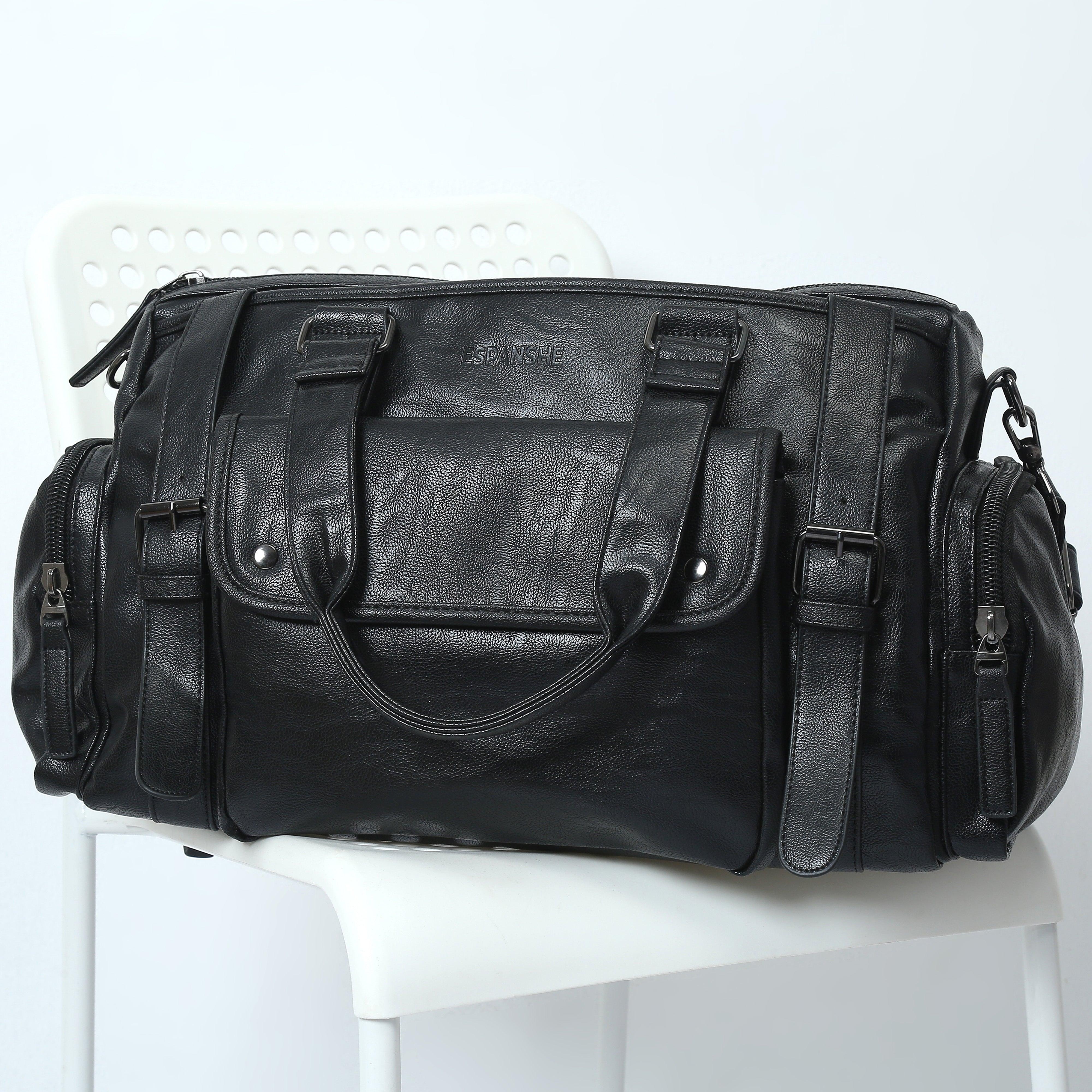 Leather Duffle Bag - Black - Espanshe