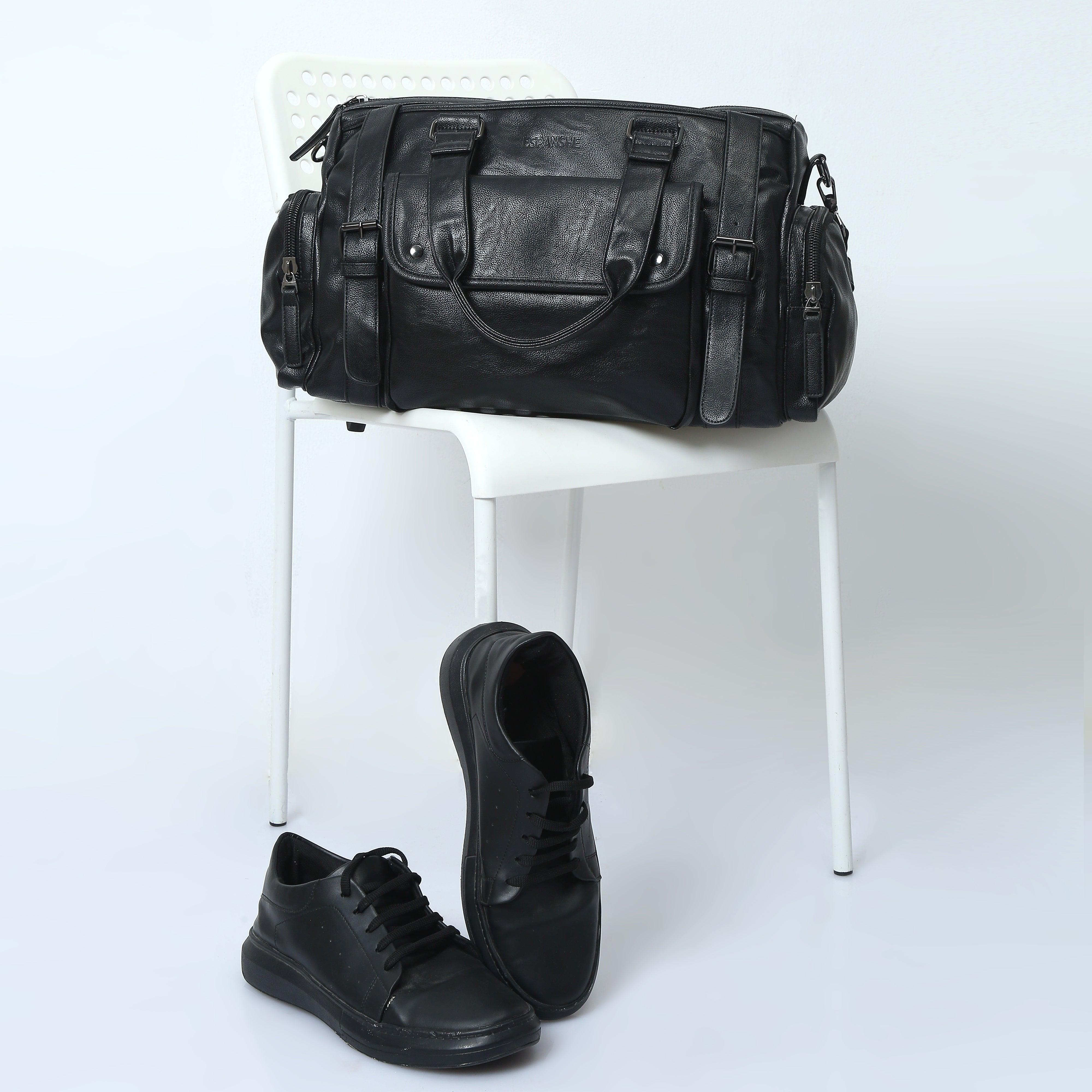 Leather Duffle Bag - Black - Espanshe