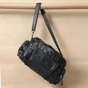 Leather Duffle Bag - Black - Espanshe