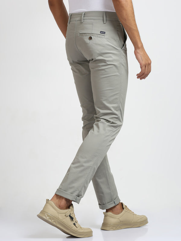 Men's Light Grey Slim Fit Cotton Trouser