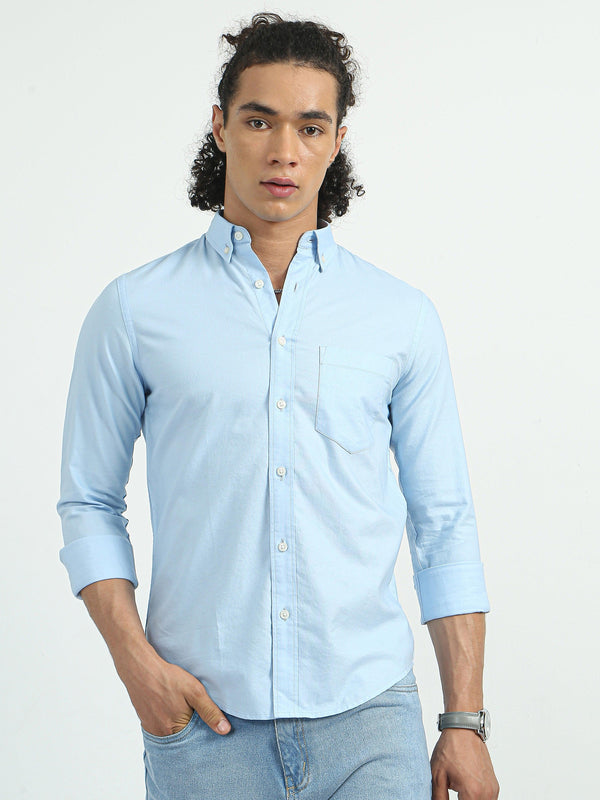 Classy Oxford Full Sleeve Shirt - Blue - Espanshe