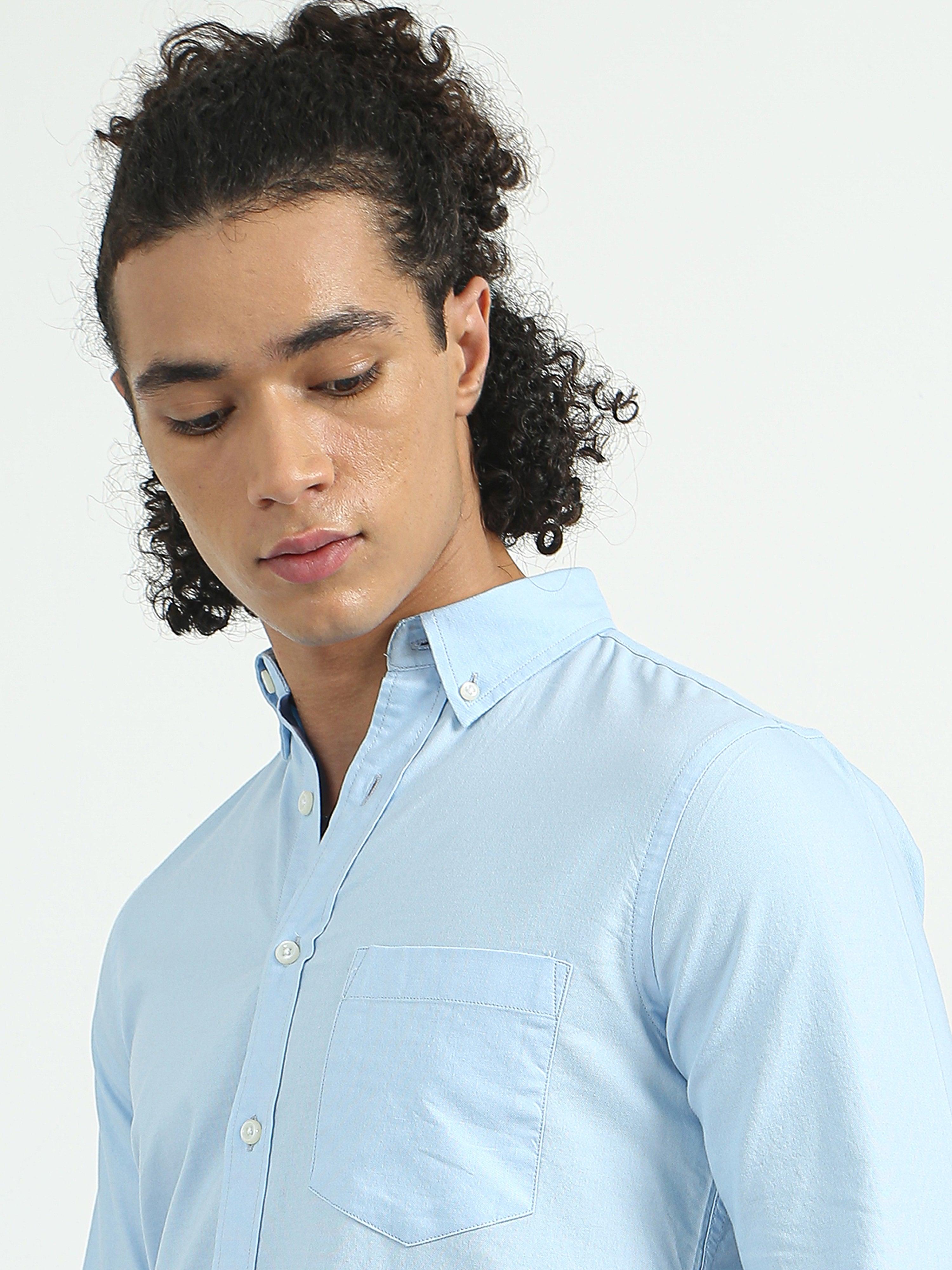 Classy Oxford Full Sleeve Shirt - Blue - Espanshe