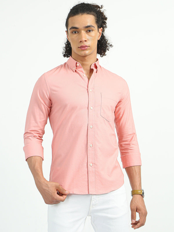 Classy Oxford Full Sleeve Shirt - Pink - Espanshe