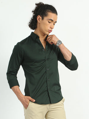 Mart Satin Shirt Dark Green - Espanshe