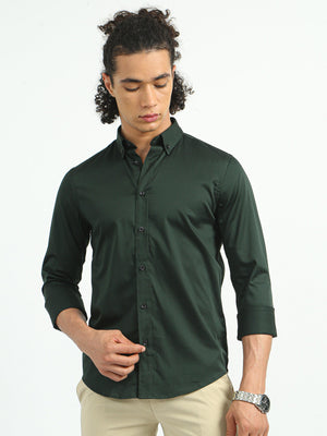 Mart Satin Shirt Dark Green - Espanshe