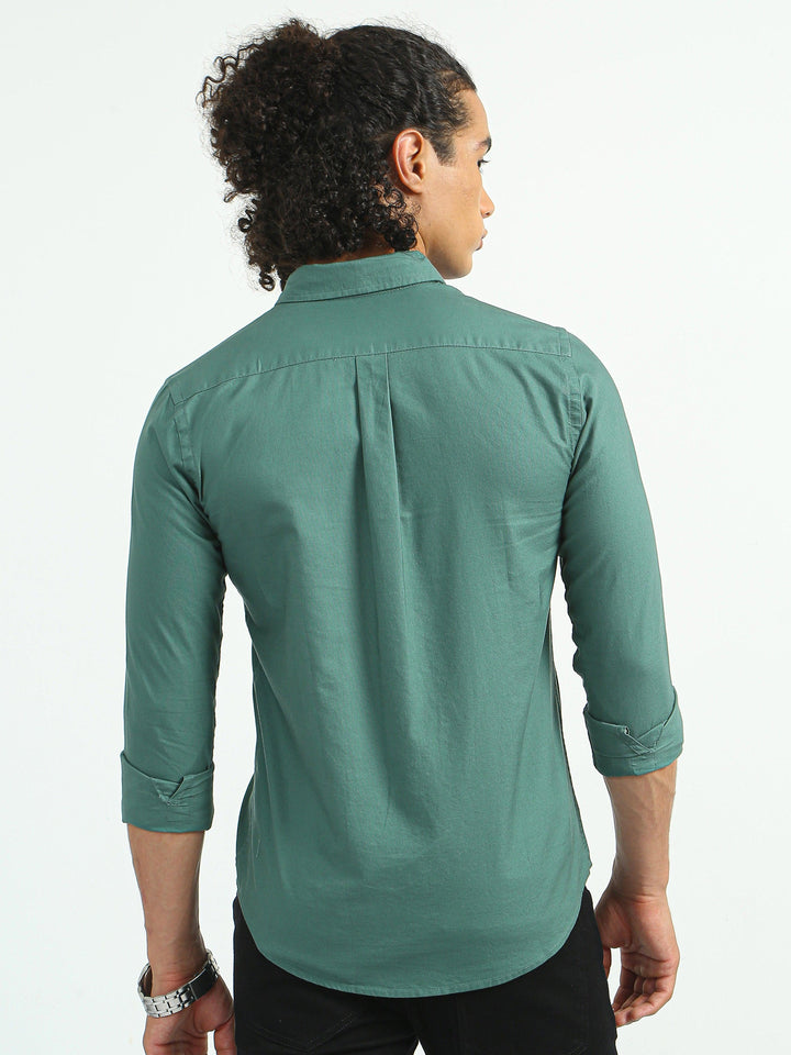 Classy Oxford Full Sleeve Shirt - Green - Espanshe