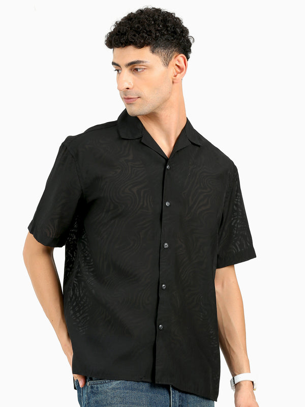 Essence Embroidered Shirt- Black