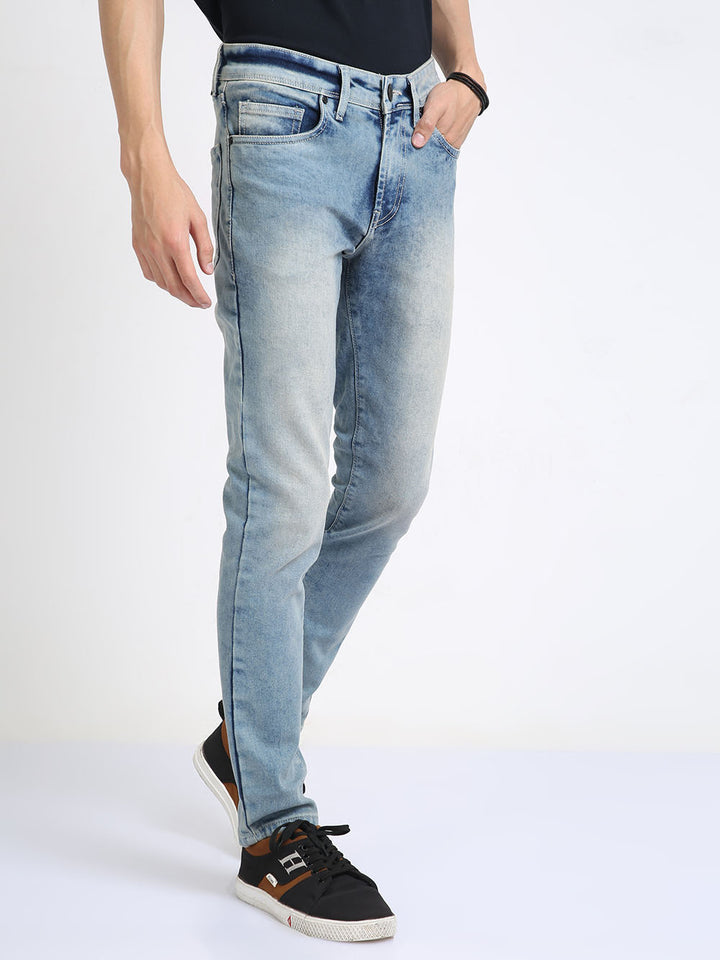 Casual Blue Shade Skinny Fit Jeans For Men's