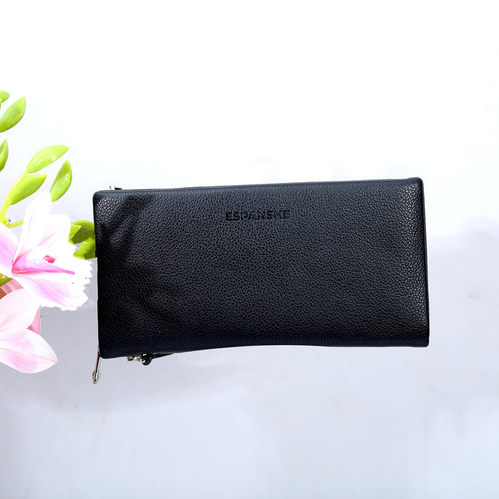 Leather Hand Wallet - Black - Espanshe