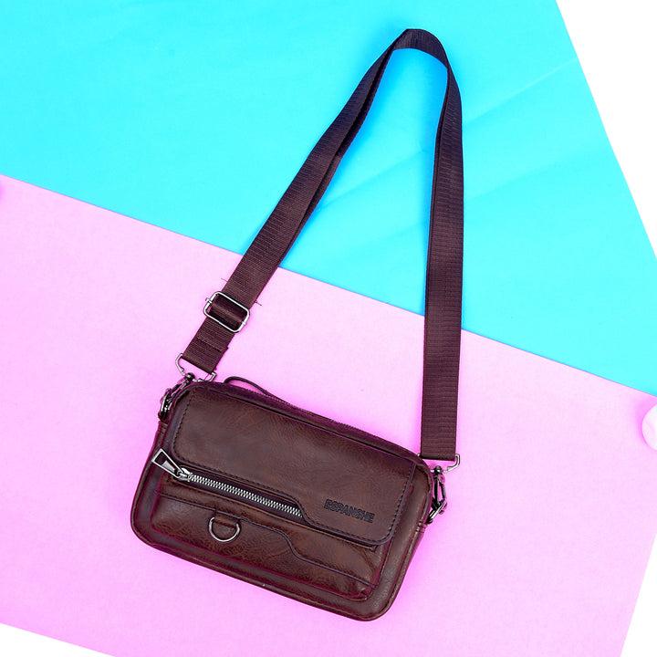 Leather Messenger Bag Small- Brown - Espanshe