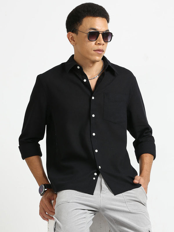 Men's Black Jute Cotton Shirt