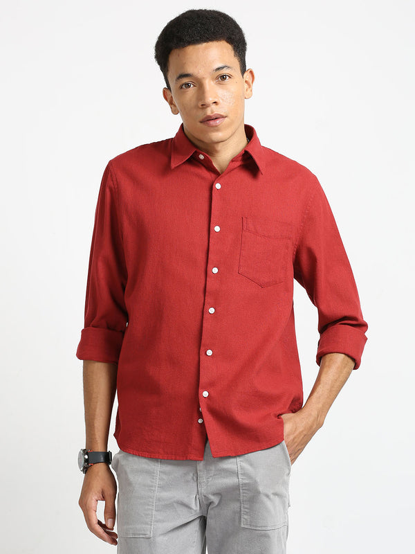 Men's Mexican Red Jute Cotton Shirt