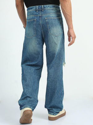 distressed jean with relaxed fit
ripped jeans for men
patched jean for men