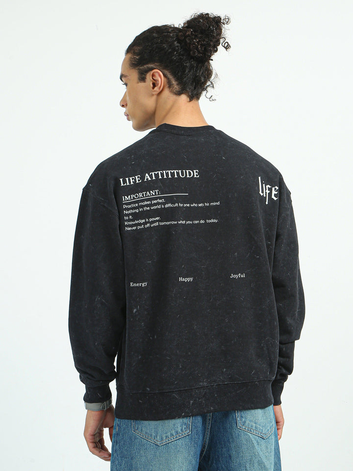 Life Printed Sweatshirt-Black - Espanshe