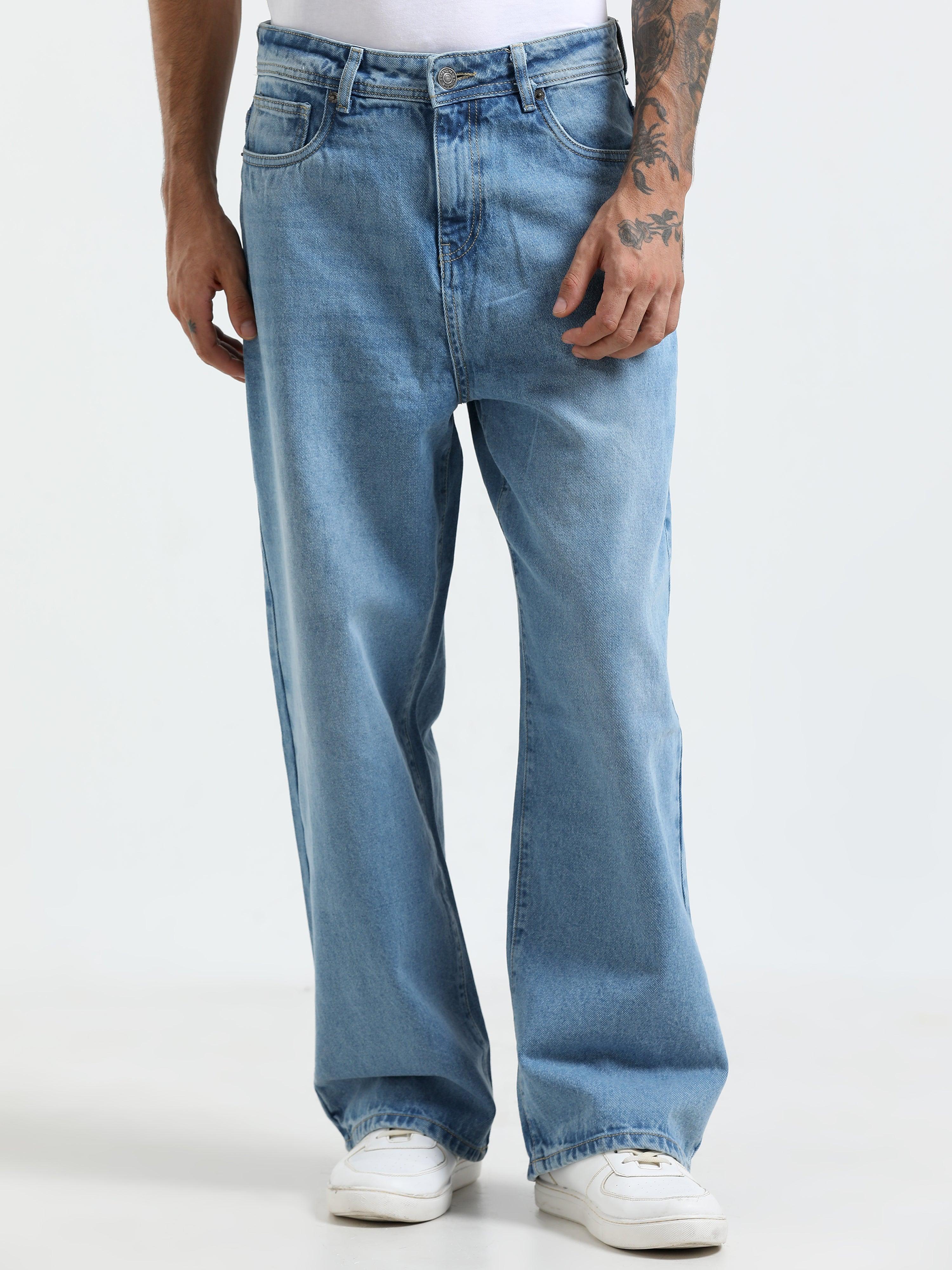 Rattled Loose Fit Jeans - Blue - Espanshe
loose fit jean for men