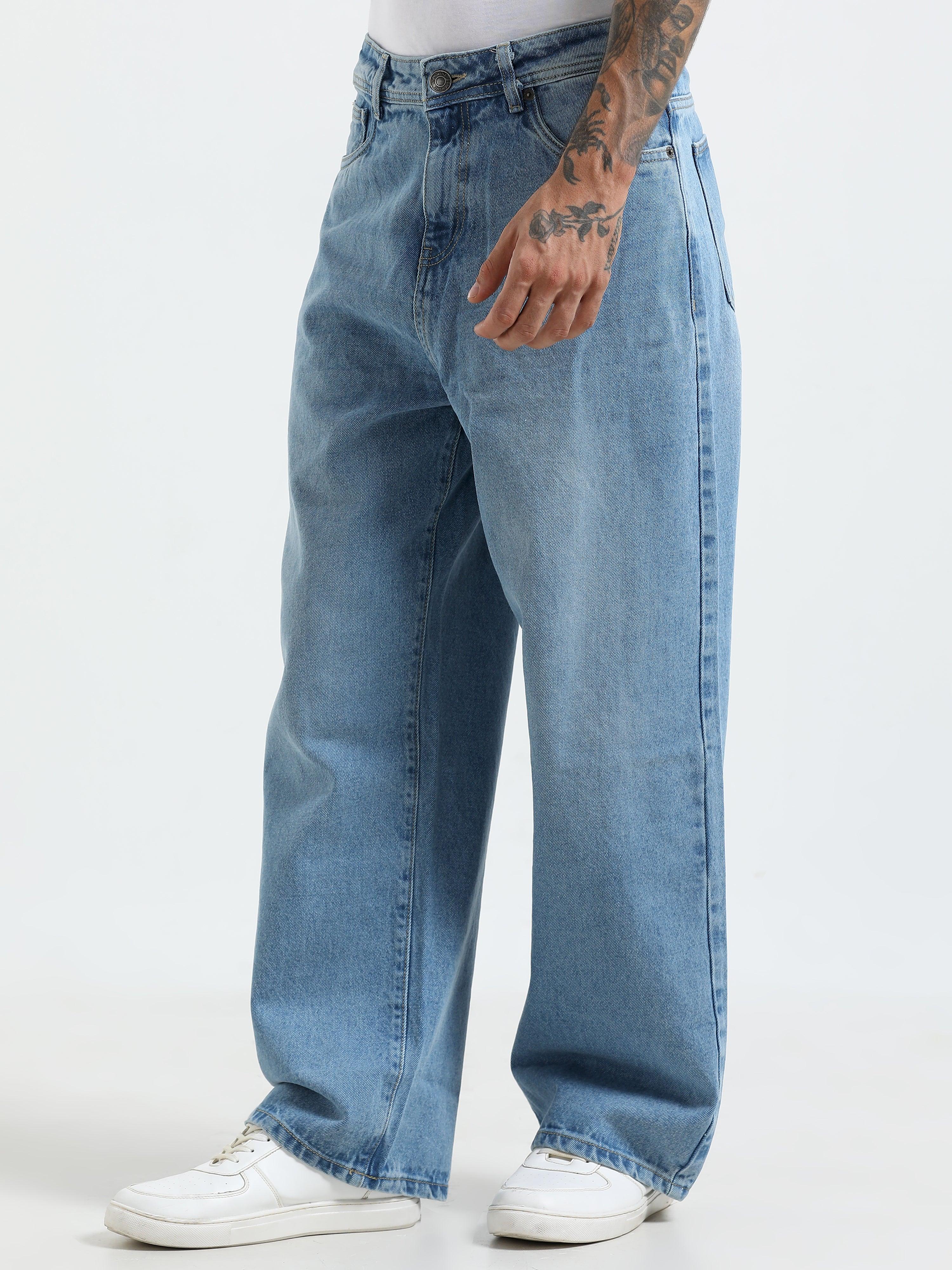 Rattled Loose Fit Jeans - Blue - Espanshe
loose fit jean for men