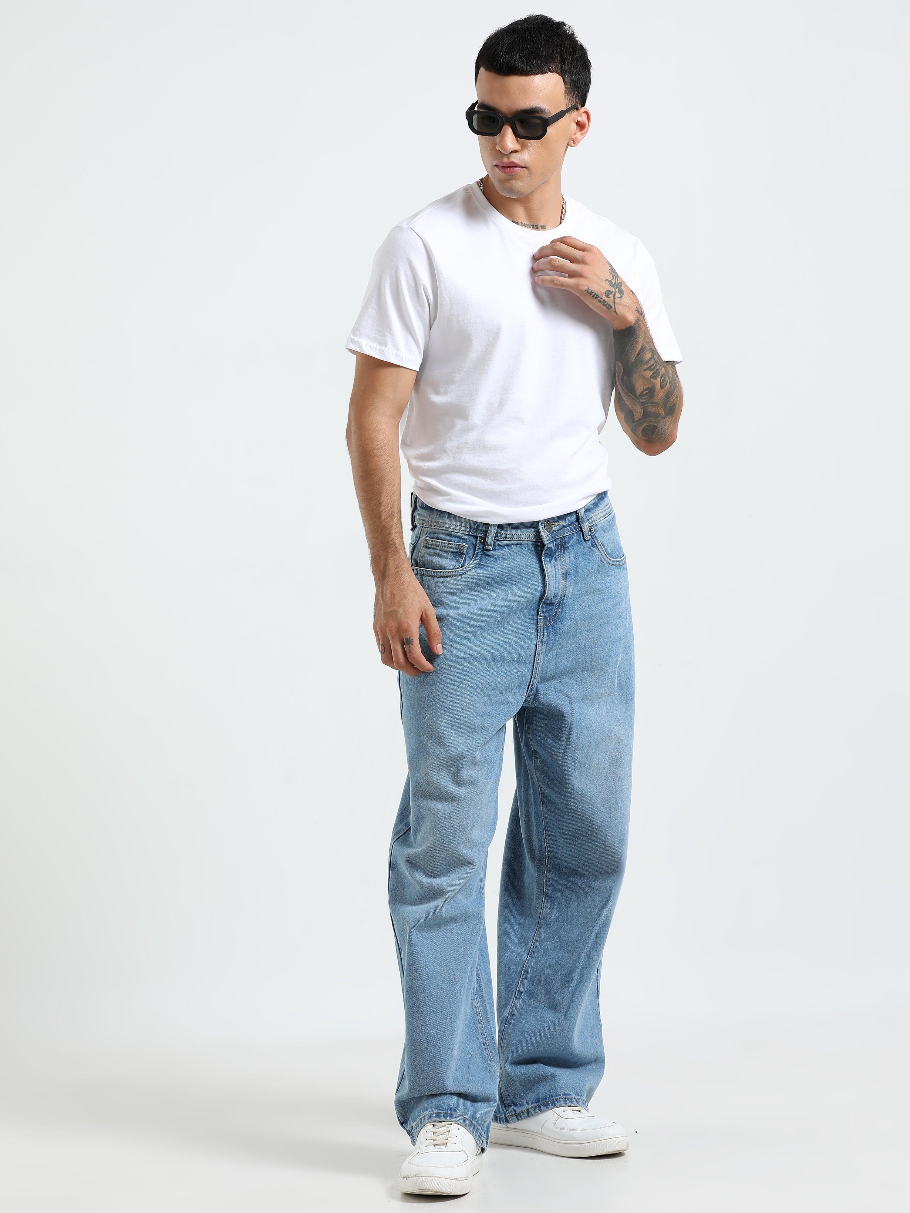 Rattled Loose Fit Jeans - Blue - Espanshe
loose fit jean for men