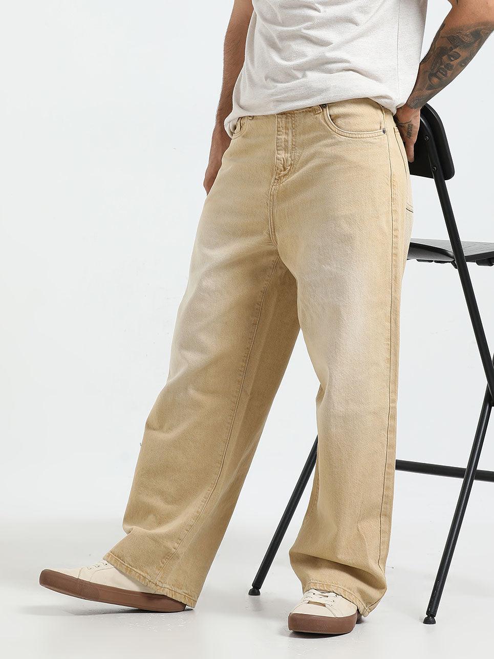 Rattled Loose Fit Jeans - Sand Brown - Espanshe
loose fit jean for men