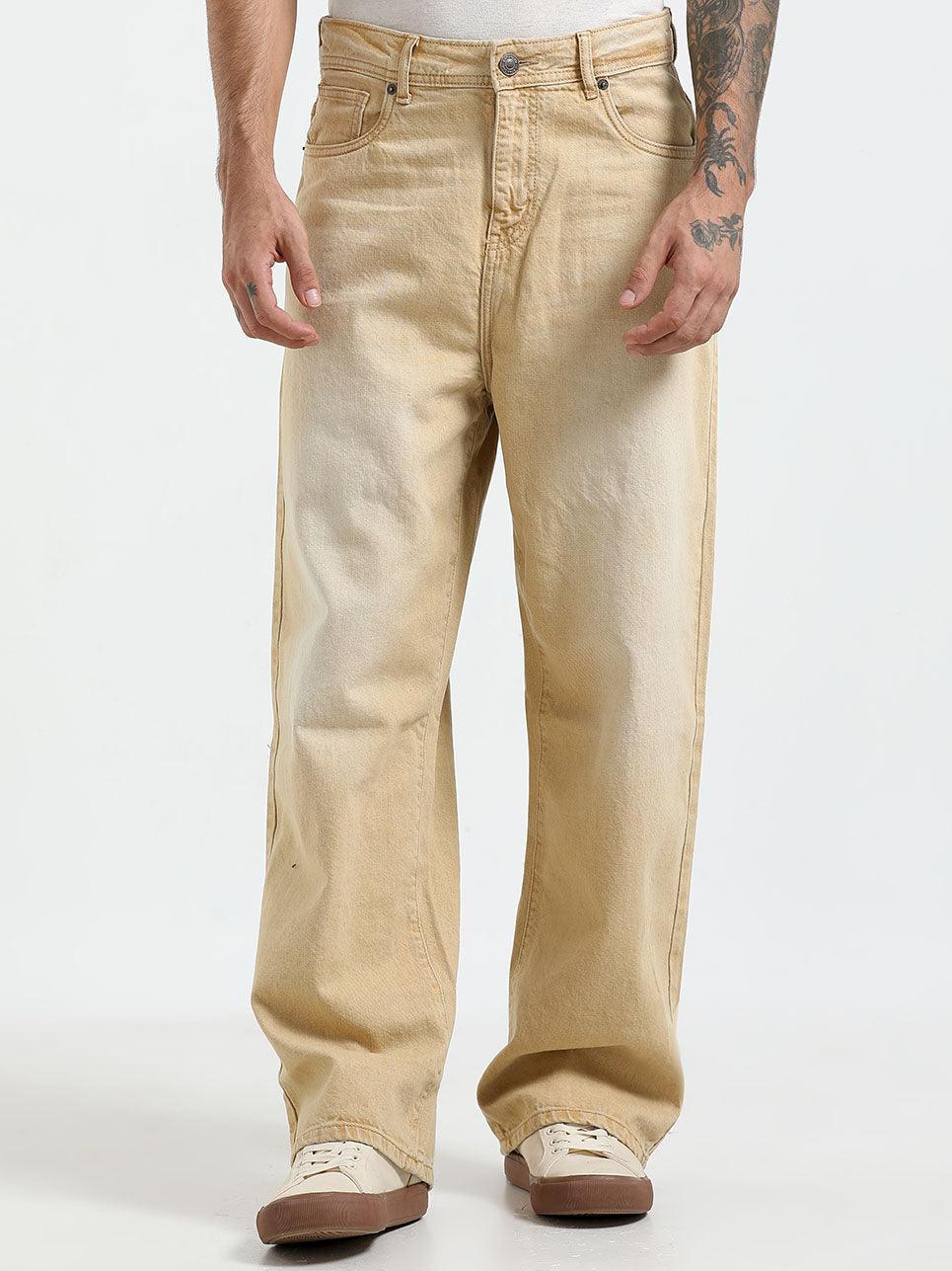 Rattled Loose Fit Jeans - Sand Brown - Espanshe
loose fit jean for men