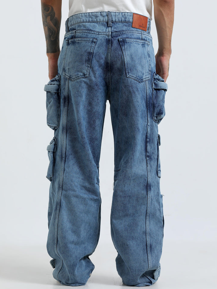 Kola - Baggy 10 Pocket Cargo Jeans- Blue - Espanshe