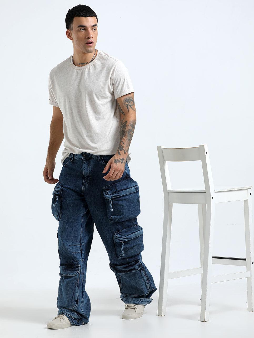 baggy cargo jeans featuring 10 pockets including zipper pockets. 
baggy cargo jeans pant for men
stylish baggy jeans for men