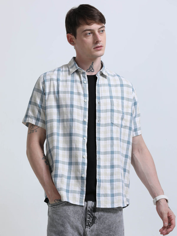 Rune - Relaxed Checks Shirt - Blue