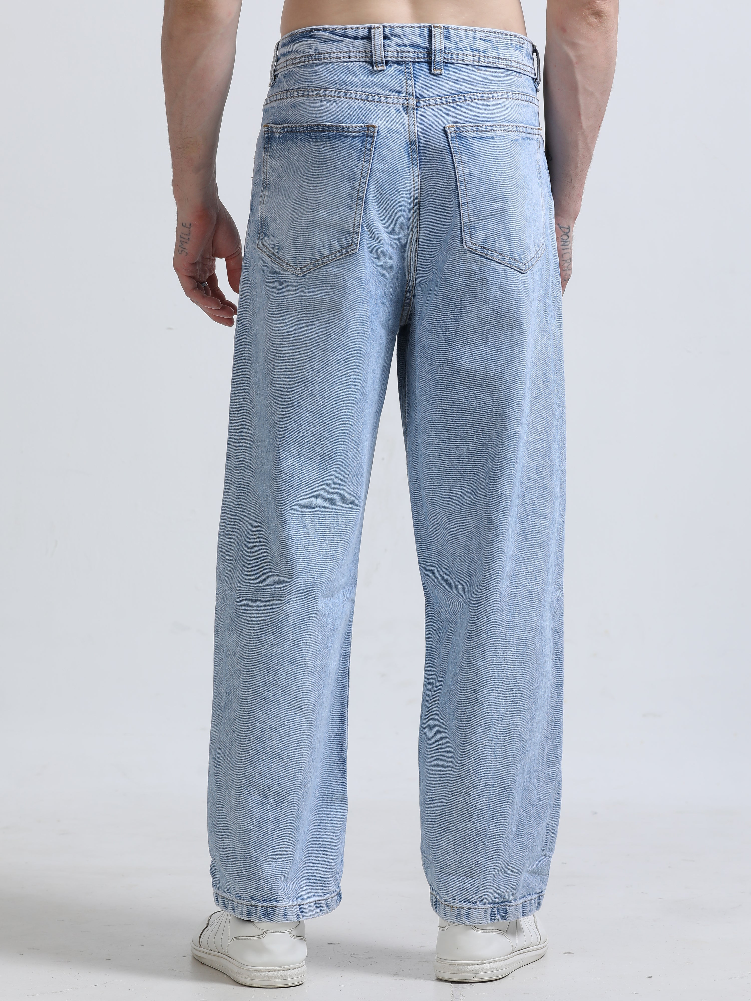men's Relaxed Patched Jeans - Blue
