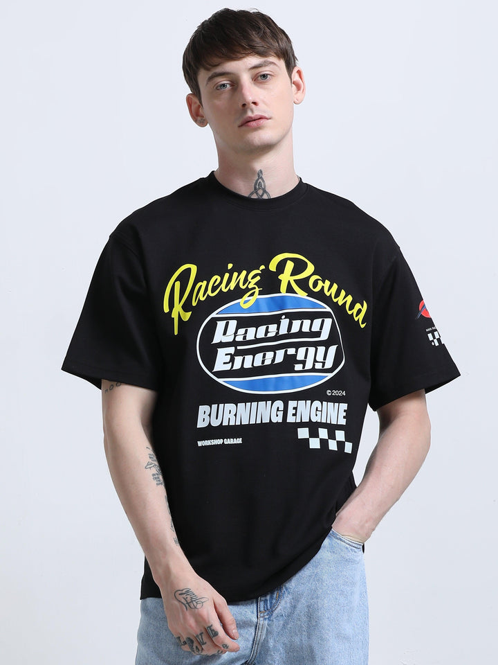 Racing Printed T-Shirt Black - Espanshe