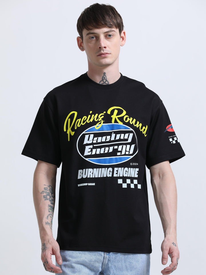 Racing Printed T-Shirt Black - Espanshe