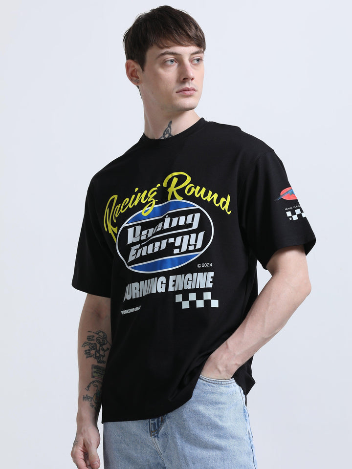 Racing Printed T-Shirt Black - Espanshe