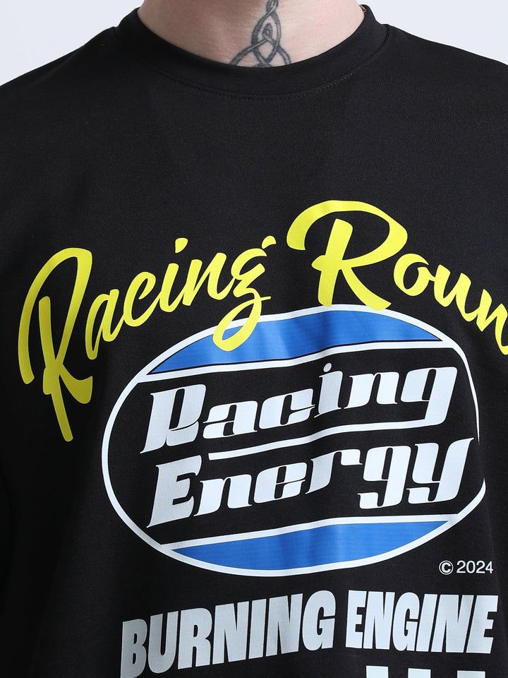 Racing Printed T-Shirt Black - Espanshe