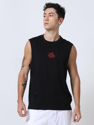 Chillout Printed Sleeveless T-Shirt Black - Espanshe