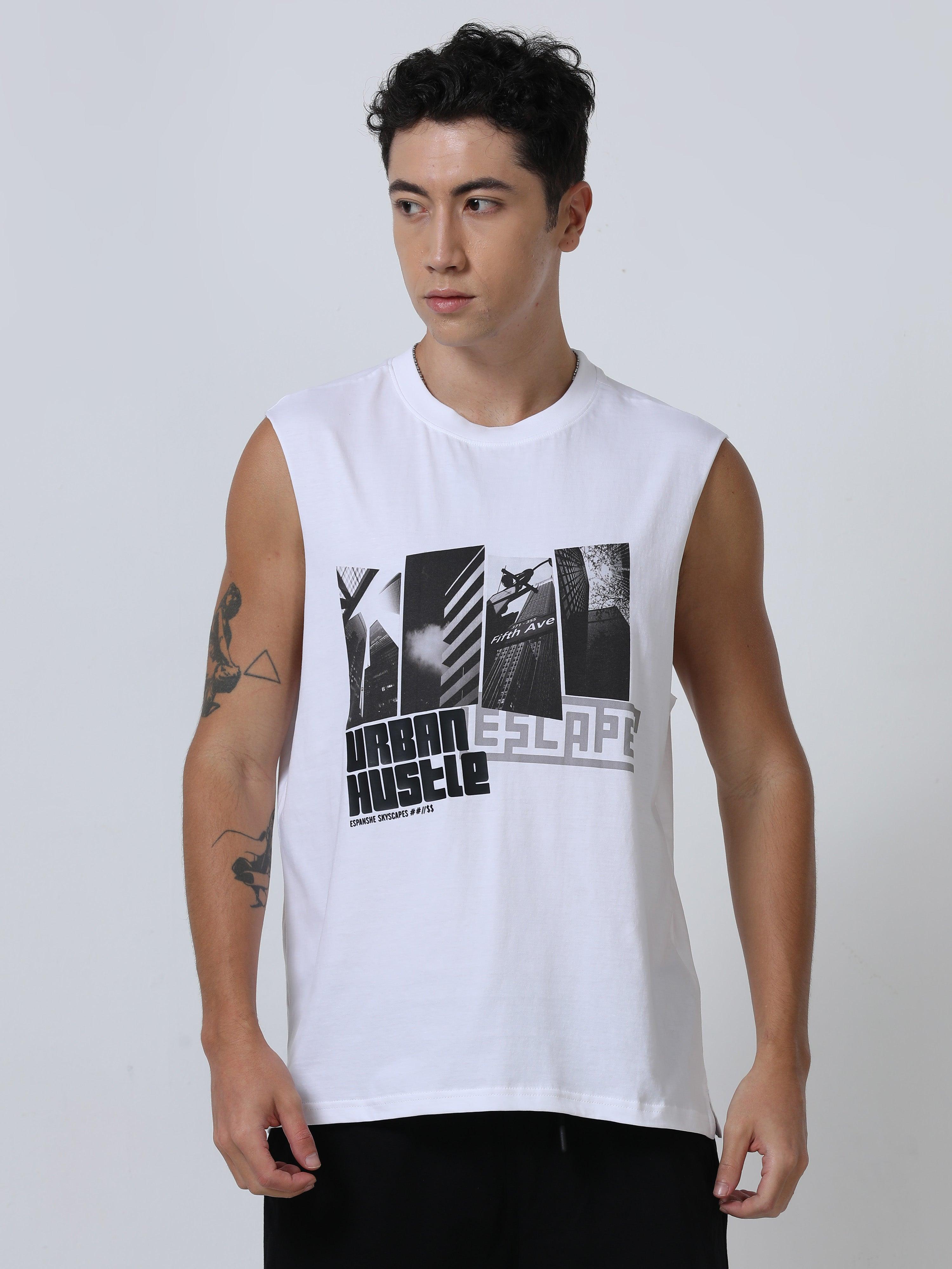 Sleevless printed t-shirt ,perfect for casual wears
sleevless t-shirt for men.
