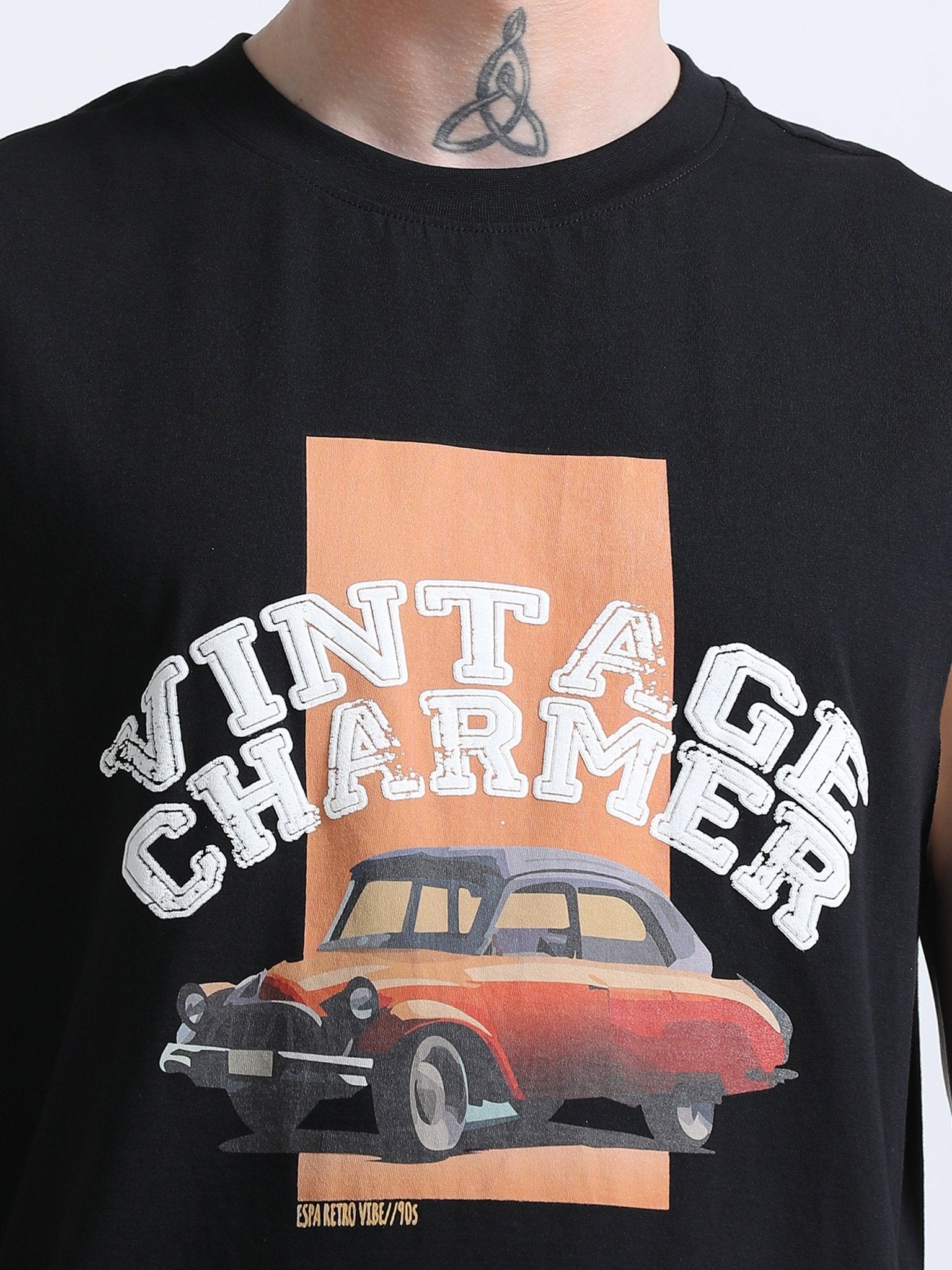 Vintage Charmer Sleeveless T-Shirt - Black - Espanshe