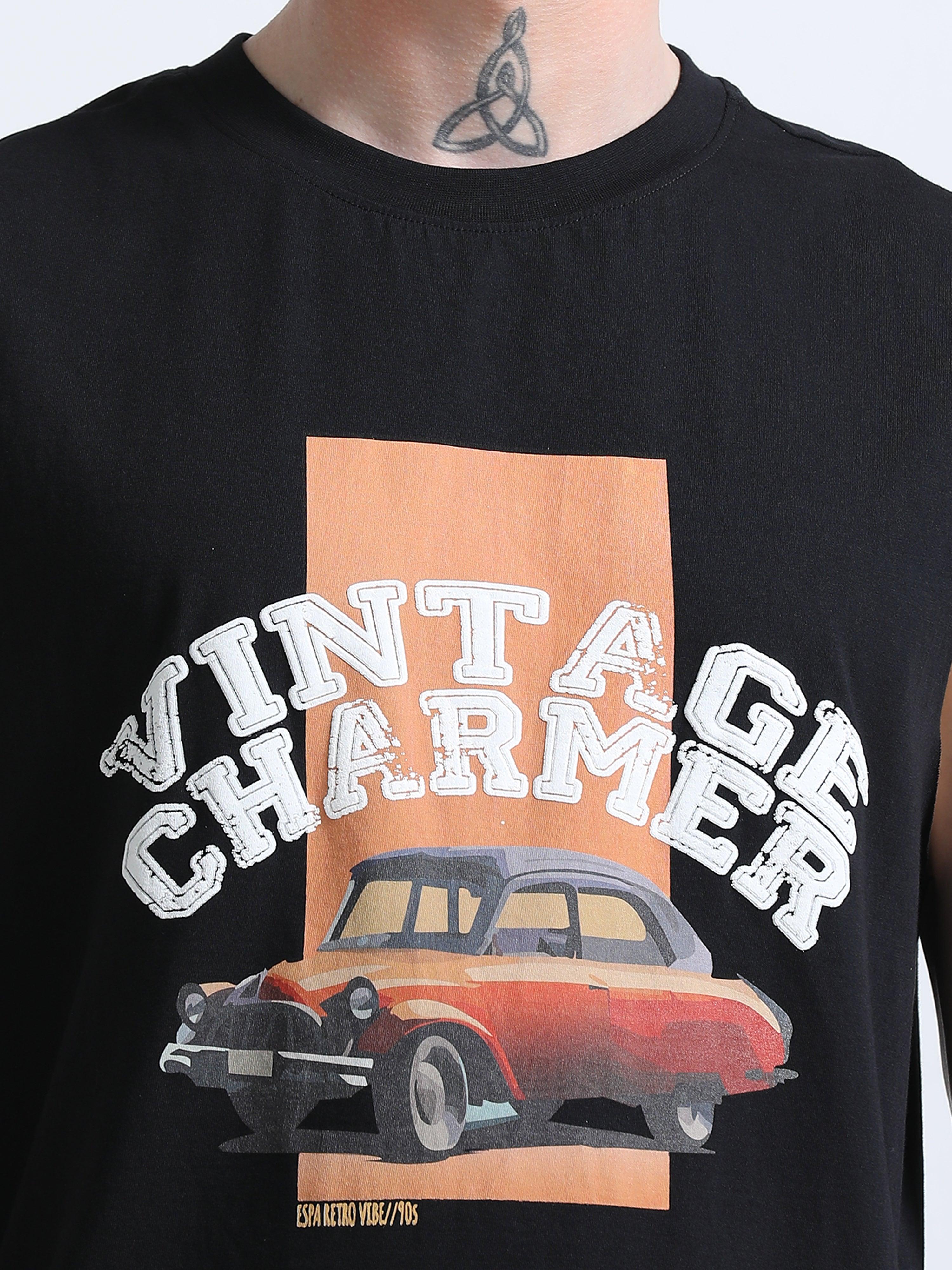 Vintage Charmer Sleeveless T-Shirt - Black - Espanshe