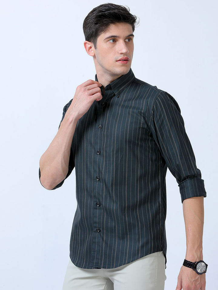 Trending Men's Limed Spruce Stripes Shirt