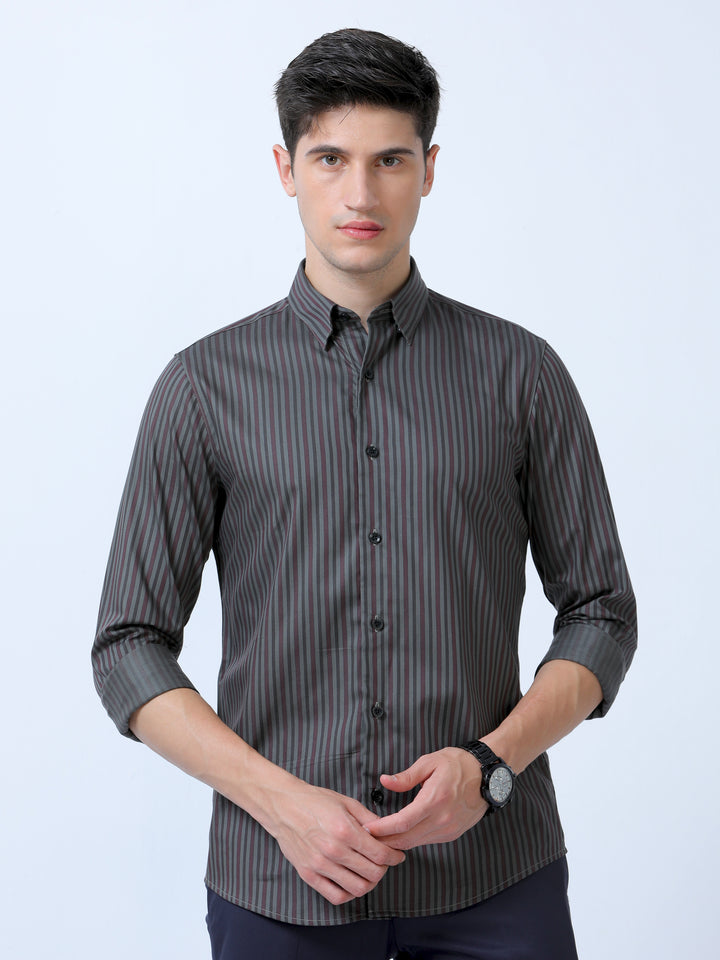 Trending Men's Ironside Gray Stripes Shirt