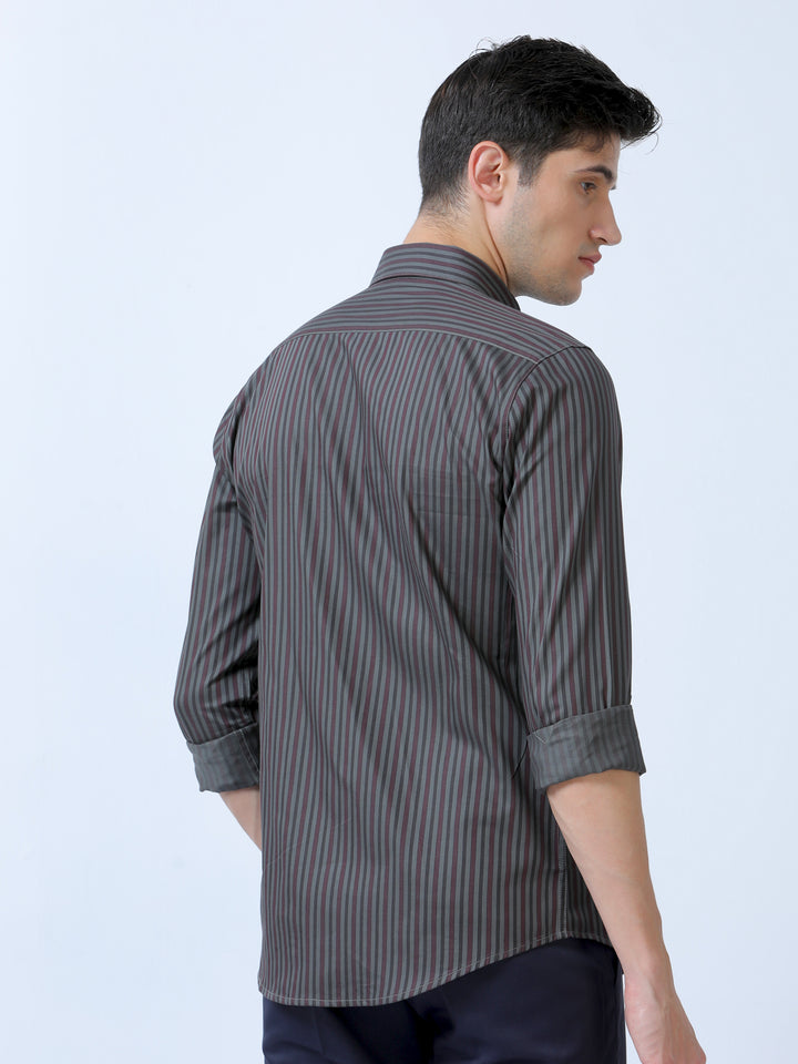 Ironside Gray Stripes Shirt For Men's