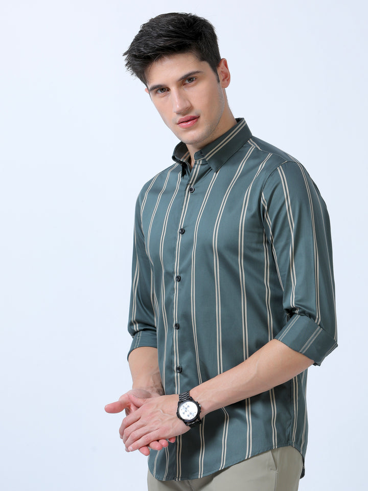 Men's Mineral Green Stripes Shirt