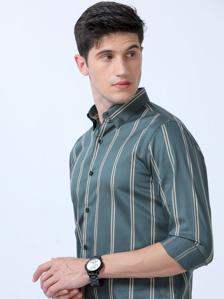 Men's Mineral Green Stripes Shirt