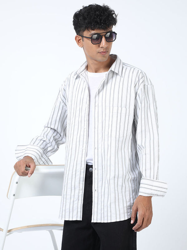 Poplin White Stripes Oversized Shirt