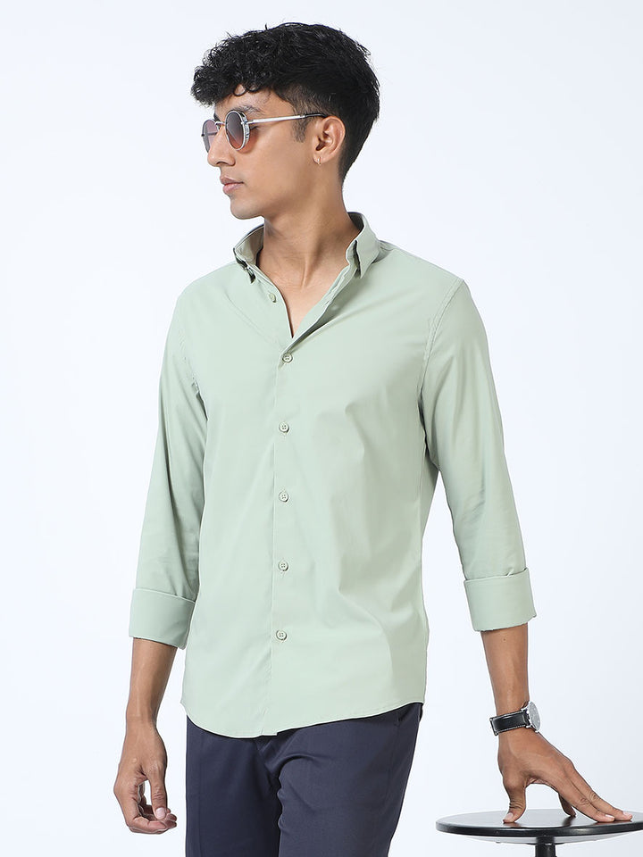 Men's Pale Green Premium satin Turkish Fit Shirt