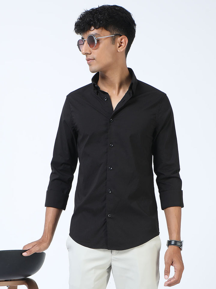 Black Premium satin Turkish Fit Shirt