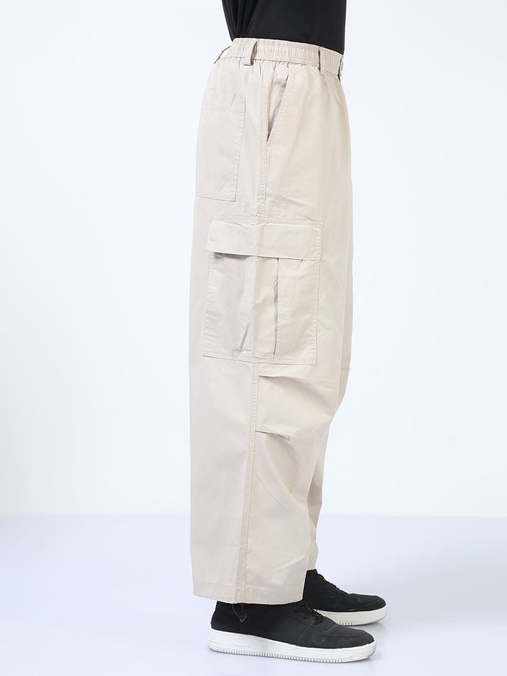 Modern Men's Cream Parachute Cargo Pant